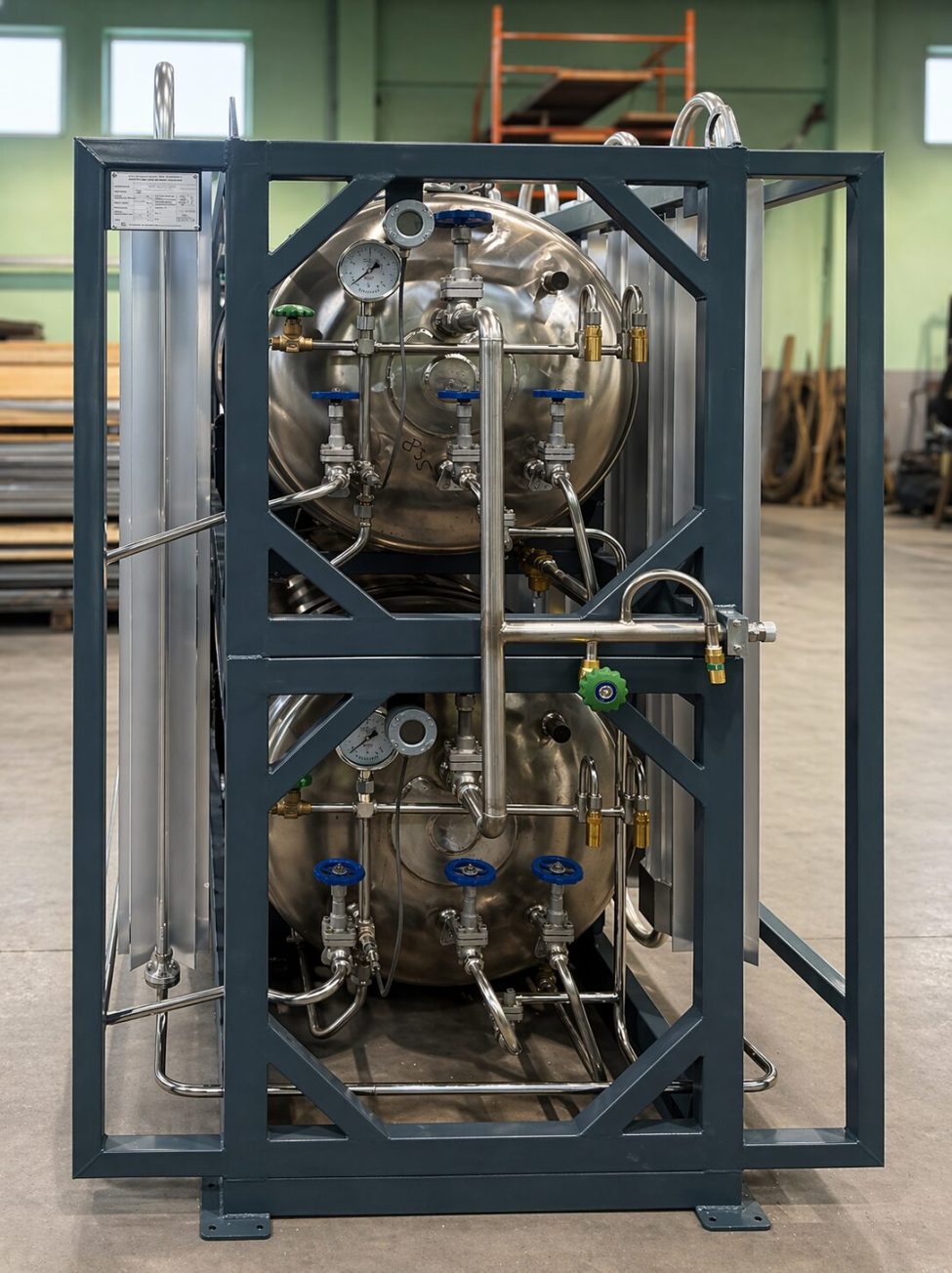 Обвязка газификатора ГХК-1.0/1.59-120-2, манометры и трубопроводы