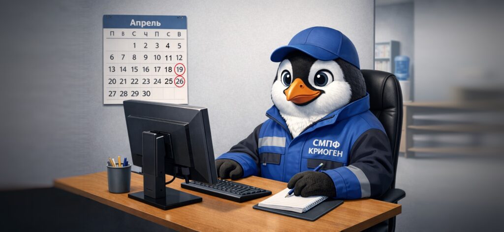 Уважаемые клиенты и партнеры! 
Сообщаем, что с 15 апреля 2026 года изменяется график работы участка наполнения технических газов СМПФ КРИОГЕН. Подробности об изменении разместили в статье.