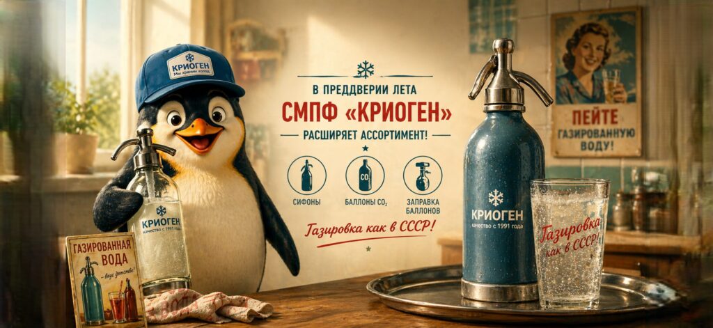 В преддверии летнего сезона СМПФ «КРИОГЕН» расширяет ассортимент продукции и запускает новое направление — решения для газирования напитков. Теперь в продаже доступны сифоны, баллоны CO₂ и услуги по...